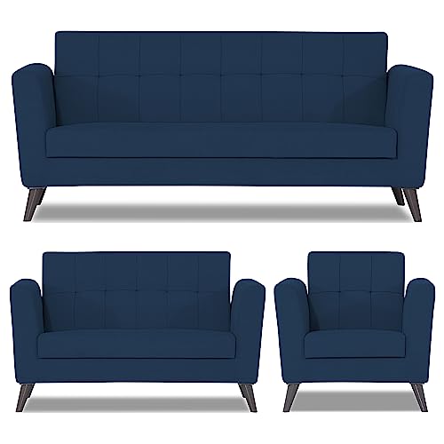 Image of Adorn India Dannis 3+2+1 6 Seater Sofa Set (Blue) (3 Year Warranty)