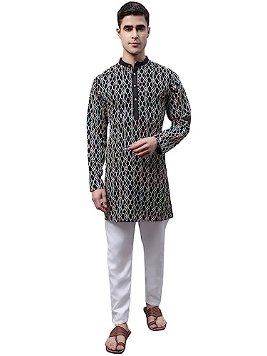 Image of Jompers Men's Cotton Embroidered Straight Kurta Pyjama Set