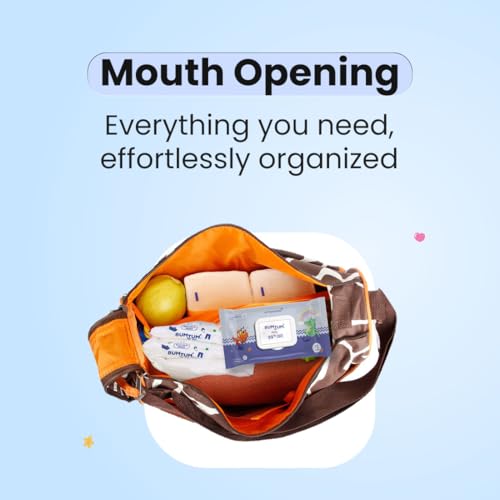 Image of Bumtum Baby Diaper Bag For Mothers | Spacious Waterproof Backpack With Multiple Pockets To Easily Organise Baby Essentials, Various Sized Pockets (Giraffe Yellow)