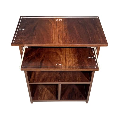 Image of Purple Furnitureᵀᴹ Engineered Wood Elite Home Office Computer Table, Study Desk, Writing Desk and Lap Desk (Matte Finish, Walnut Colour, Do-It-Yourself, Small)