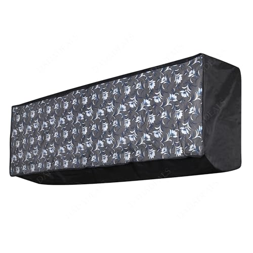 Image of Split AC Cover Combo Set 1.5 Ton | Indoor Outdoor Waterproof & Dustproof Protection | Durable, Breathable Fabric | These Covers Help Maintain Airflow | Black White Floral