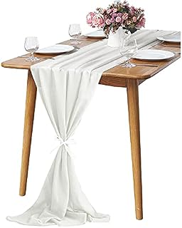 KAMEUN Chiffon Table Runner, 28x120 Inches Pink Table Runner Romantic Wedding Chiffon Fabric for Events Christmas Birthday Banquet Party Bridal Baby Shower Table Decorations Indoor Outdoor