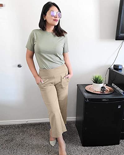 Image of G4Free Capri Pants for Women Wide Leg Yoga Dress Capris with Pockets Cross Loose Casual Work Crop Pants