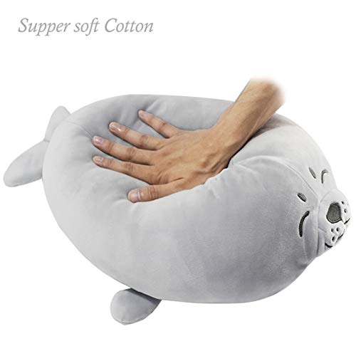 Molizhi Cute Chubby Plush Seal Pillows, Big Stuffed Animals 27.2 Inch Anime Plush Hugging Pillow Gray Toy Gifts For Bedding, Kids Birthday, Thanksgiving, Christmas #TOP2