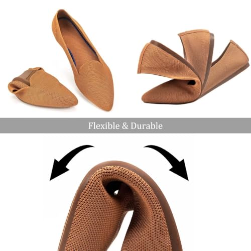 Image of Frank Mully Women's Casual Loafer Flats Slip On Loafer Shoes Comfortable Knit Flat Shoes Classics Pointy Toe Loafer Flats,for Work,Travel