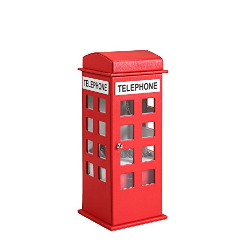 ORE International HBB1817 British Telephone Booth Leather Jewelry Box, Red, 11.5"