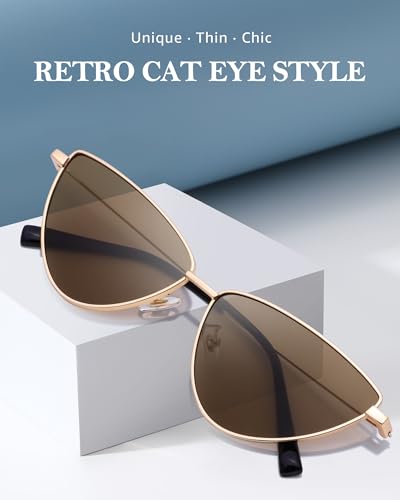 IGnaef Retro Vintage Cat Eye Sunglasses for Women, Trendy Fun Cateye Glasses UV400 Protection IF3853