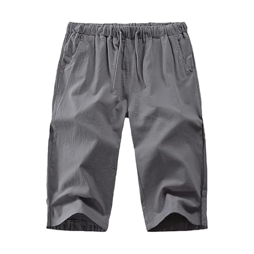 Pantacourt baggy en lin léger homme avec cordon ajustable pour été