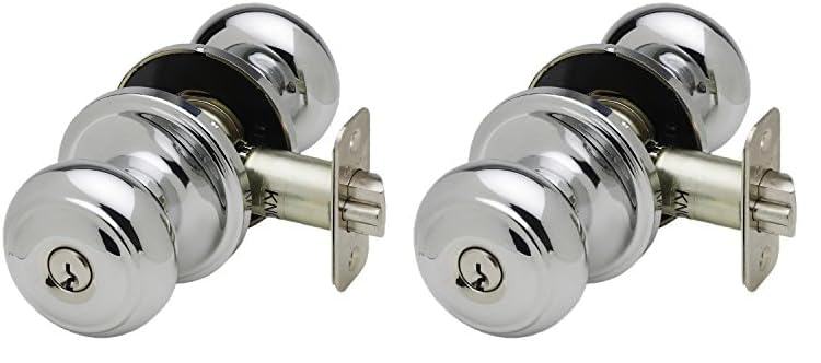 Copper Creek CK2040PS Colonial Door Knob, Keyed Entry Function, 2 Pack, Polished Stainless