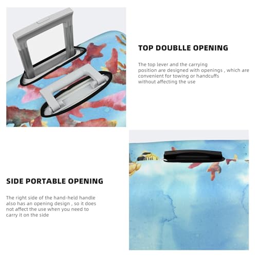 Sea And Fish Print Luggage Covers For Suitcase,Elastic Washable & Stretchable Suitcase Covers For Luggage, Anti-Scratch - Fits 18-32 Inch Luggage-No Luggage Included3