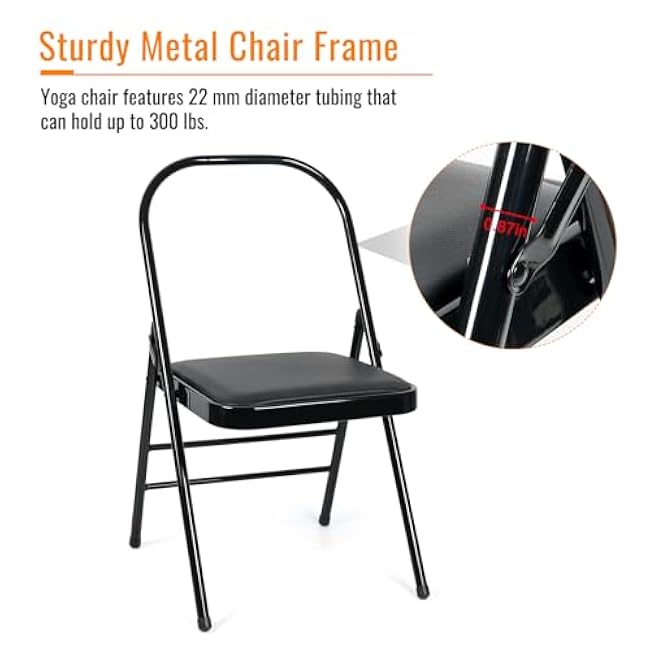 Yoga Chair - INNOLIFE Yoga Auxiliary Chair Backless Relieve Neck and Back Pain Chair, Backless Yoga Chair for Abs & Core, Balance Handstand, Flexibility and Strength Training