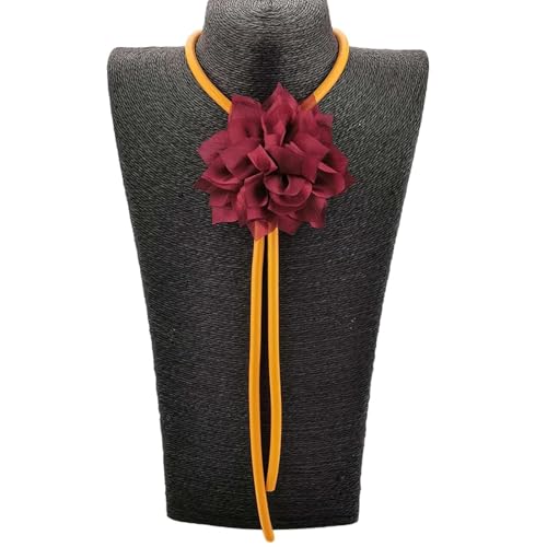 Fleur rouge pendentif collier orange avec détails contrastés