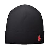 [ポロ ラルフローレン] ニット帽 ワンポイントコットンニットキャップ メンズ レディース PC0598 シンプル カジュアル フリー 01.ブラック [並行輸入品]