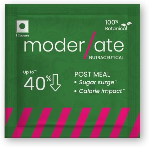 Moderate Sample 100% Botanical Pre-Meal Supplement | Reduces Calories, Carbs, & Sugar Absorption by Upto 40% | Aids Sugar Control, Weight & Energy Management | For Men & Women - 1 Tablet