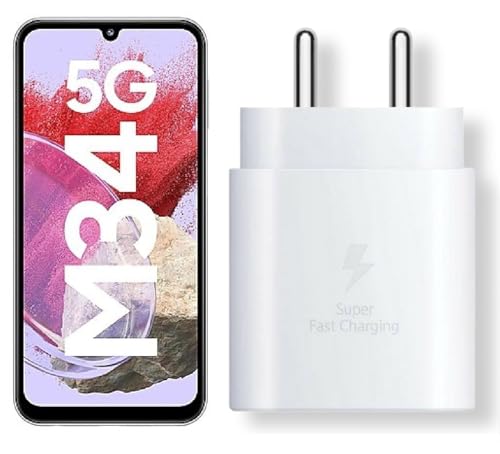 Image of 25W C-Type Super Fast Adapter Compatible with Samsung Galaxy M34 5g Super Fast Charger Adapter for S24 /S23 /S23 fe /S22 /S21 /21 fe /S20 /M14 /M33 /M13 /M35 /M05 /A14, A15 /S24 fe /A16 5g, White