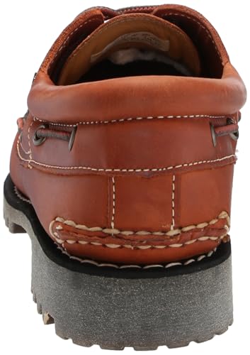 Timberland Men's Authentic 3-Eye Lug Handsewn Boat Shoe, Medium Orange Full Grain, 7.5 M US