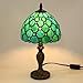 tuomoxte Tiffany Style Small Table Lamp,Green Beads Stained Glass 3 Color Temperature Antique Table Lamps,Bedside Nightstand Lamp for Bedroom,Living Room,Home Office, Include LED Bulb,8X8X15Inch