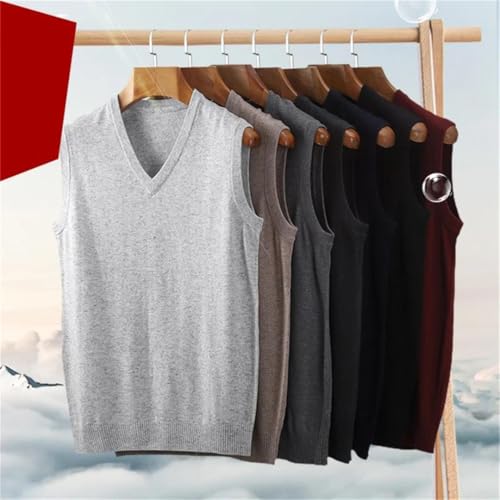 Men's Sleeveless Knitted Sweater Vest Pullover Business Solid Color V-Neck Outwear Tops2