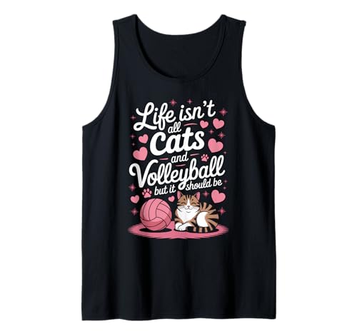Gatos Y Voleibol Divertido Voleibol Camiseta sin Mangas