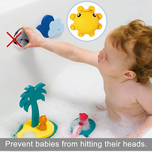 Image of Bathtub Overflow Drain Cover - Tub Soak Bath Cover, Adds Inches of Water for Deeper Bath (Silicone, Yellow)