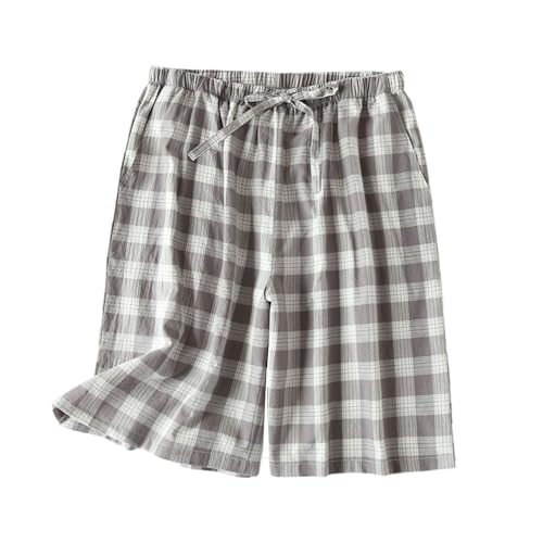Men's 2-Pack Plaid Pajama Shorts Cotton Pj Bottoms Printed Sleep Shorts Sleeping Lounge Soft Summer2