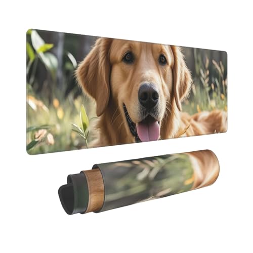 Grand tapis de souris de jeu imprimé Golden Retriever XXL durable