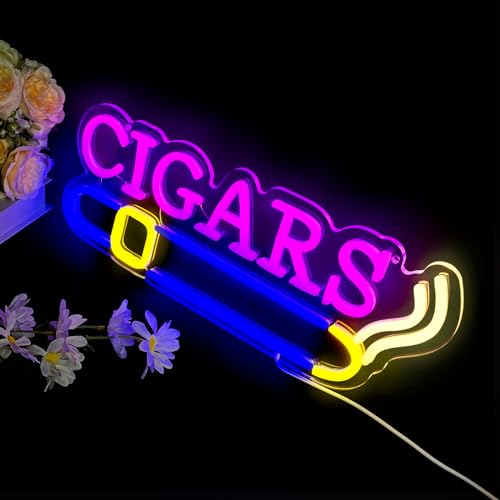 Image of Cigar Neon Sign, Neon Signs for Wall Decor, Neon Lights for Man Cave Decor, Light Up Sign for Bedroom, Bar, Hotel, Pub, Party