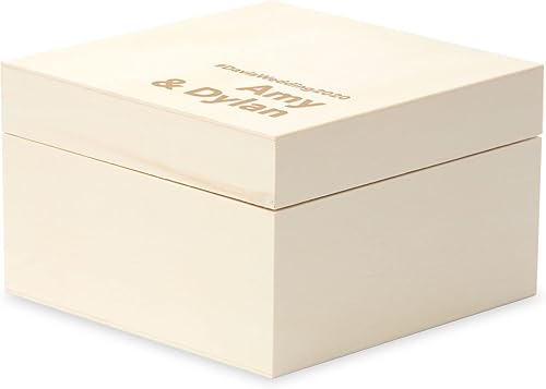 Miniatura 3 de WEDDINGSTAR Caja de regalo de recuerdo de madera grabada personalizada con tapa extraíble - fuente de bloque