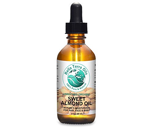 Bella Terra Oils Sweet Almond Oil. 2 Oz. 100% Pure. Cold-Pressed. Unrefined. 100% Pure. Hexane-Free. Natural Moisturizer For Hair, Face, Body, Nails, Beard, Stretch Marks #TOP17