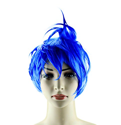 Glameow Inside Out Adjustable Short Cosplay Wig Navy Blue Hair Halloween Party Costume (Blue)