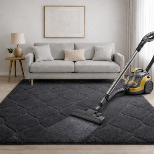 Image of Carpet for Hallway, Kitchen, and Modern Interiors, Cozy Shag Runner for Living Room, Entryway & Office Decor Size 5x8 feet Full Grey