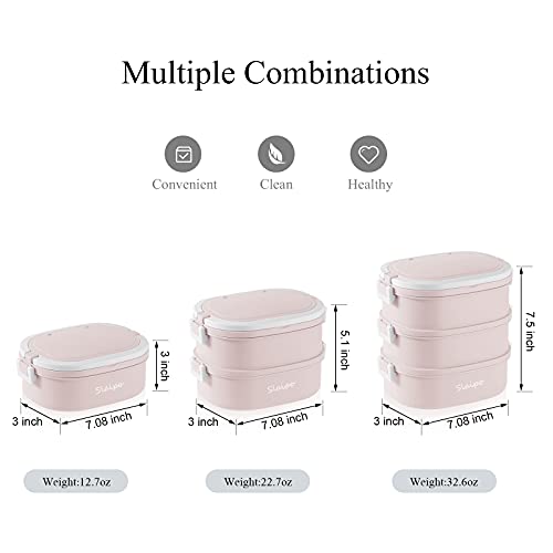 Slaipo Bento Box Adult Lunch Box, Lunch Box For Men Women With Insulated Lunch Bag, Stainless Steel Salad Lunch Containers, Stackable Leakproof Lunch Kit(Pink) #TOP2