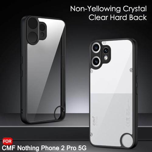 Image of TheGiftKart Hybrid Shockproof Back Cover Case for CMF by Nothing Phone 2 Pro 5G | Hard Back Cover Case for Nothing CMF Phone 2 Pro 5G (PC & TPU, Transparent Clear Back, Black Sides)