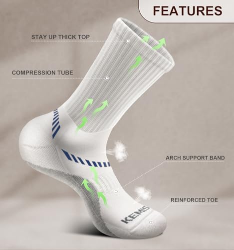 Image of BULLIANT Men 6-Pack Athletic Compression Crew Socks for Running Gym Sports