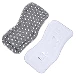 Reversible Baby Pushchair Seat Liner Cotton Stroller Seat Pad Universal Pram Insert Pad Baby Carriage Pram Liner Pushchair Cushion Mattress Breathable Buggy Seat Cover Washable Warm Seat Mat