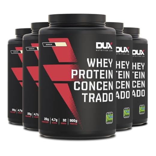Kit 5 Whey Protein Concentrado Dux Baunilha 900g