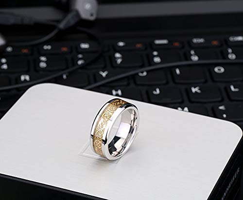 Image of HIJONES Unisex Carbide Fiber Celtic Dragon Spinner Ring Stainless Steel Wedding Spins Band