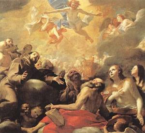 Peinture à l'huile Christ in Glory déco salon tableau baroque 1660