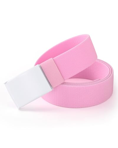 Image of Mile High Life Stretch Canvas Belt for Men, Golf Casual Elastic Web Belt, Top Military Buckle, Adjustable Cut to Fit
