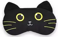 Máscaras de Dormir Relaxante para os Olhos com Gel Térmico para Compressa Fria e Quente Reduz Olheiras Gatinho Rosa Laço Cansaço (MascaraGatinhoMSK11-PretoOlhoAmarelo)