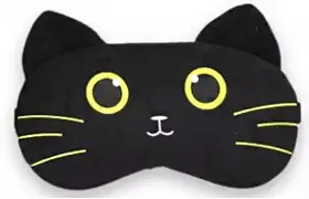 Máscaras de Dormir Relaxante para os Olhos com Gel Térmico para Compressa Fria e Quente Reduz Olheiras Gatinho Rosa Laço Cansaço (MascaraGatinhoMSK11-PretoOlhoAmarelo)