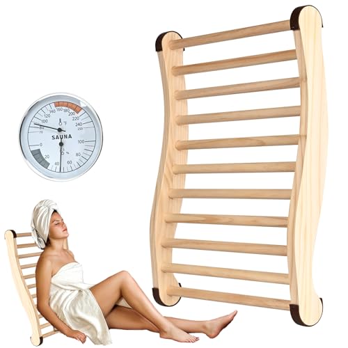 Upgraded Sauna Backrest Sauna Accessories, S-Shaped Design with Non-Slip Pads, Handmade Infrared Sauna Kit, 2 in 1 Thermometer Hygrometer (Fahrenheit) Temperature: 70-250°F, Humidity: 0-100%