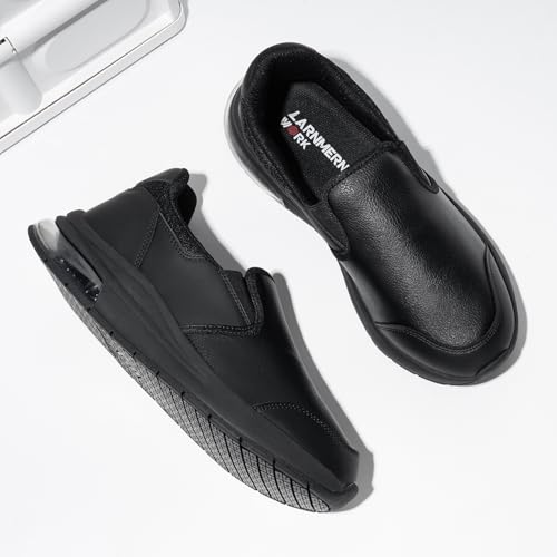 Image of LARNMERN Men's Non Slip Chef Shoes Slip On Leather Footwear