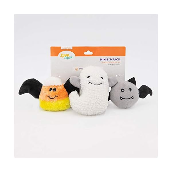 ZippyPaws Halloween Miniz – Fliegende Schrecken (3er-Pack) für Hunde | Halloween-Spielzeug im Geister-Design
