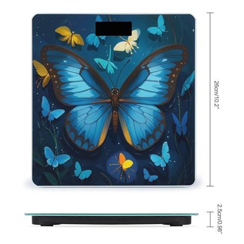 Báscula digital de baño con diseño mariposa azul miniatura 2