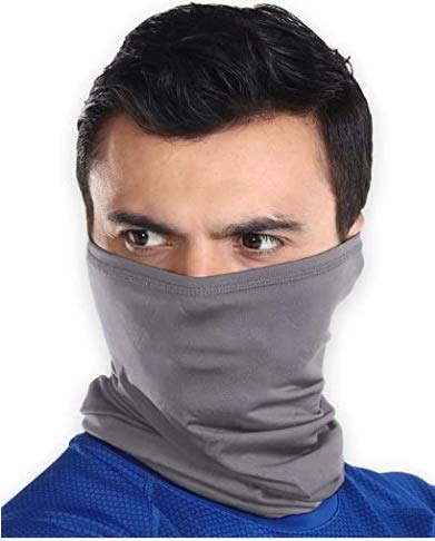 BISMAADH Seamless Face Cover Mouth Mask Bandana Neck Gaiter Cool Lightweight Face Scarf Mask-Dust, Sun Protection Windproof, Breathable Hiking Running Cycling (DARK GREY)