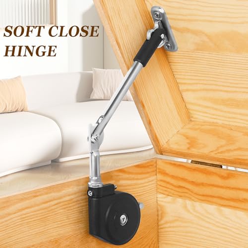 Lid Stay 105 Degree Soft Close Chest Hing Slow Closing Lid Support for Toy Box and Upward Top-Opening Flap Doors Black 2 Pack - Image 4