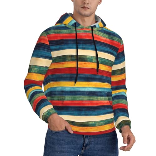 Hoodies For Men - Vintage Color Pattern Print Long Sleeve Casual Men'S Hoodies & Sweatshirts Pullover With Pocket
