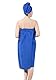 Damen Saunakilt Sauna Kilt Handtuch, Spa Bademantel Set Badetuch mit Haartrockentuch, Verstellbare Weite Saunasarong Saunatuch Mikrofaser Sarong Kilt Blau