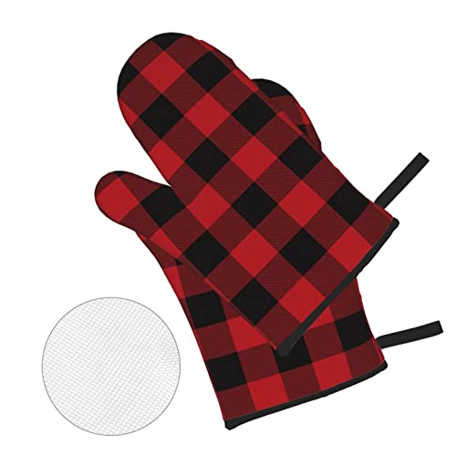 Christmas Red Buffalo Plaid Checker Oven Mitts And Pot Holders Heat Resistant Non-Slip Potholders Oven Gloves And Pad For Baking Cooking Kitchen Grilling Bbq Gifts Sets Of 4 #TOP6
